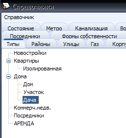 Древовидный справочник типов объектов недвижимости