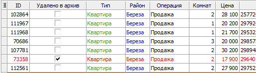 Цветные таблицы в программе по недвижимости Квартал ПРО Цветные таблицы в программе по недвижимости Квартал ПРО